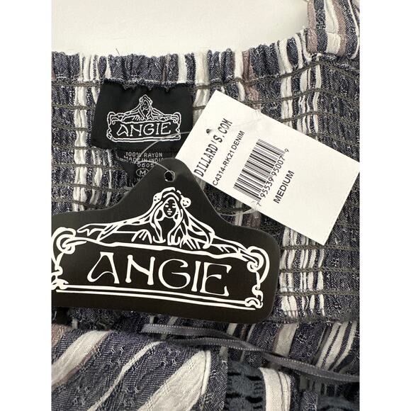 Angie Striped Tiered Sleeveless Maxi Dress Size M Boho Denim Summer Sundress - Picture 10 of 12